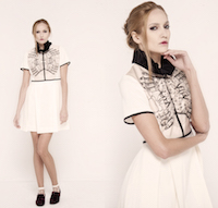 Ivory dress with the black frill on the neck. | must have | Fashion House IVANOVA - designer clothes
