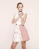 "Dusty pink" dress with the white wool lace details.